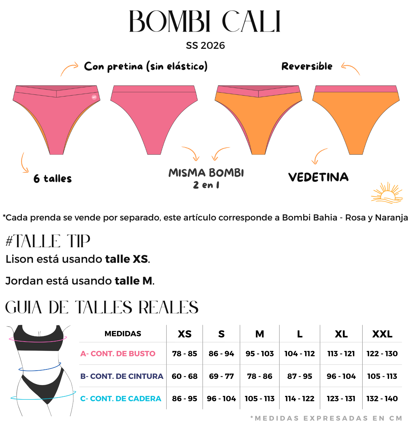 Bombacha reversible vedetina rosa y naranja